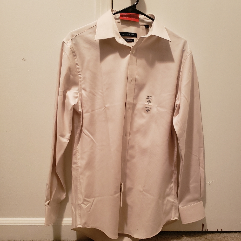 Medium Tommy Hilfiger Althetic Fit Dress Shirt in Ivory